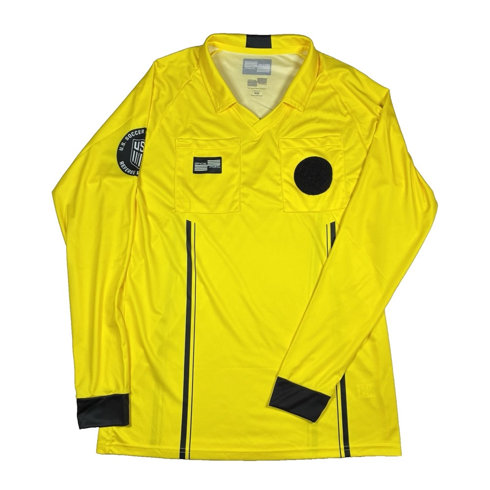 USSF Pro Official Sports Mens Medium Soccer Referee Jersey Long Sleeve Yellow